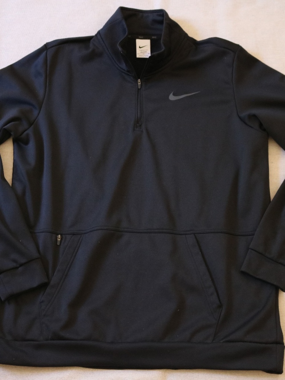 Nike Men's Size XL Tall Black Quarter Zip Pullover Jacket Therma-Fit EUC